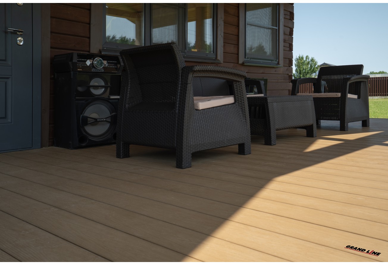 Террасная доска ДПК Grand Line 150х25мм 3D Винтаж орех 3м