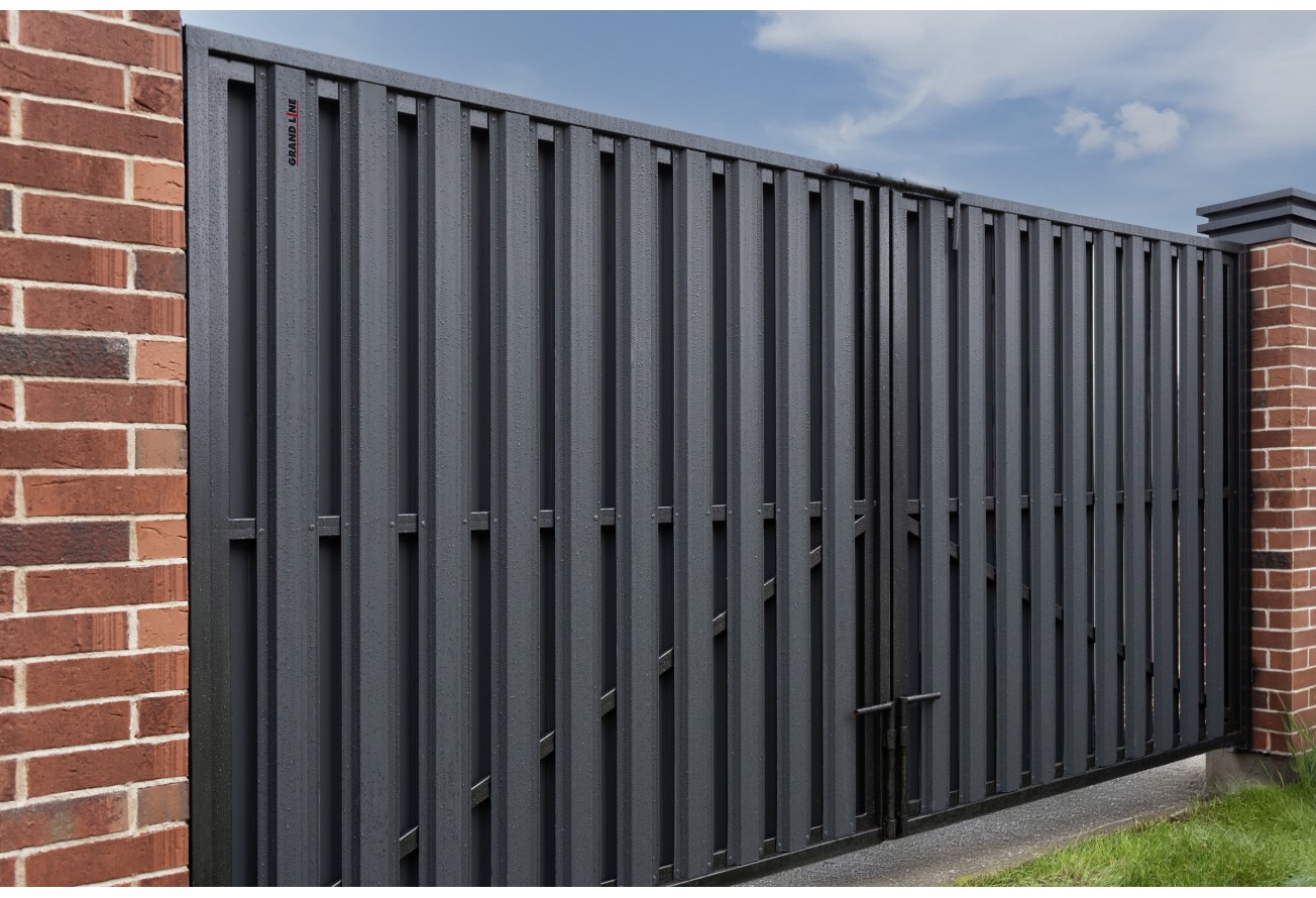 Штакетник Прямоугольный с прямым резом Grand Line 0,45 Drap ТХ RAL 7016 антрацитово-серый