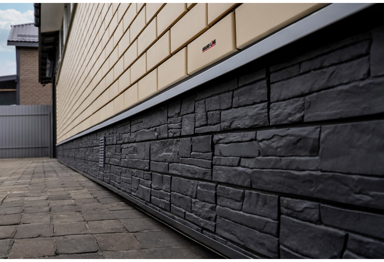 Фасадная панель Grand Line Клинкерный кирпич Дизайн бежевый со швом RAL 7006