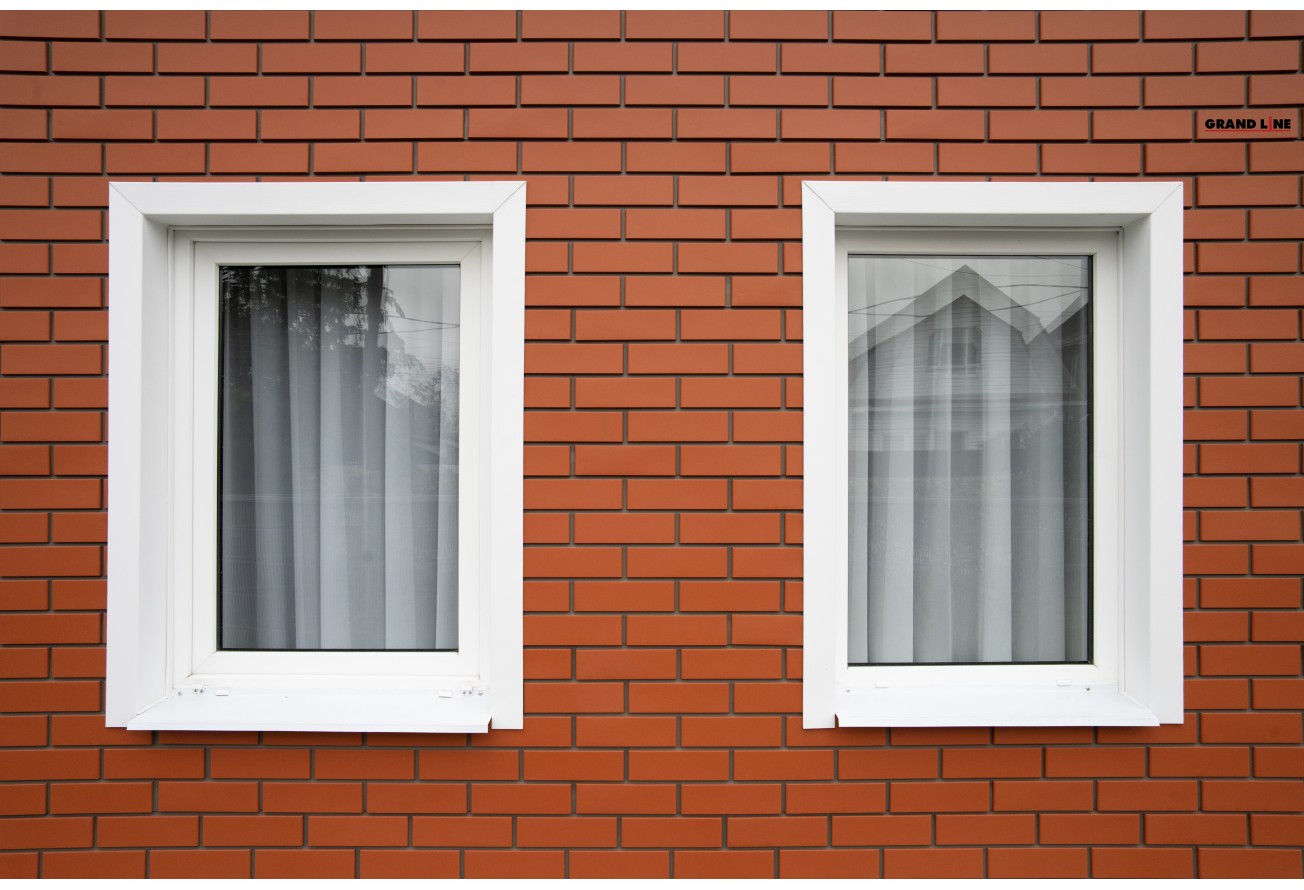 Фасадная панель Grand Line Клинкерный кирпич Дизайн терракотовый со швом RAL 7006