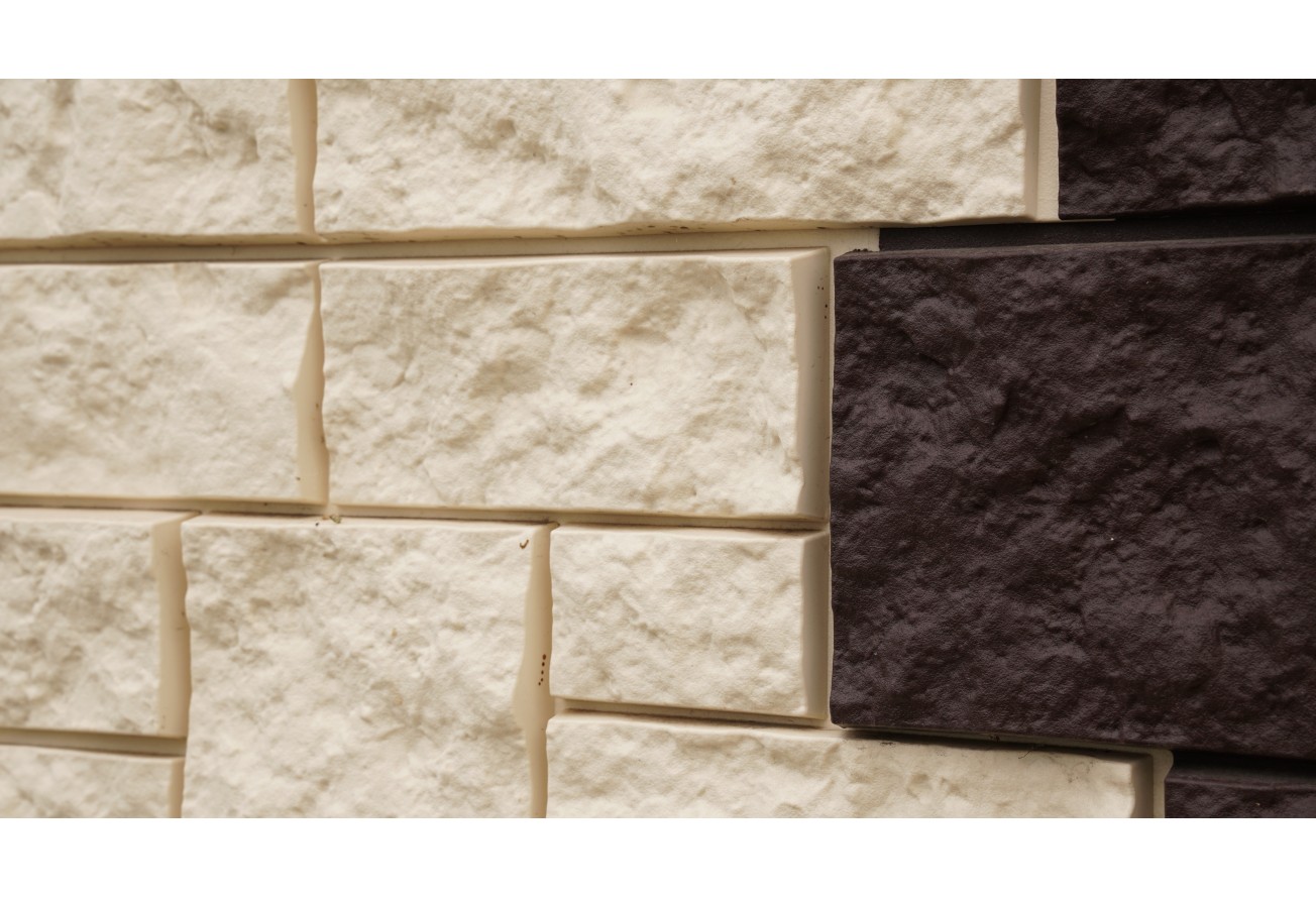 Фасадная панель Grand Line Дикий камень Классика молочный