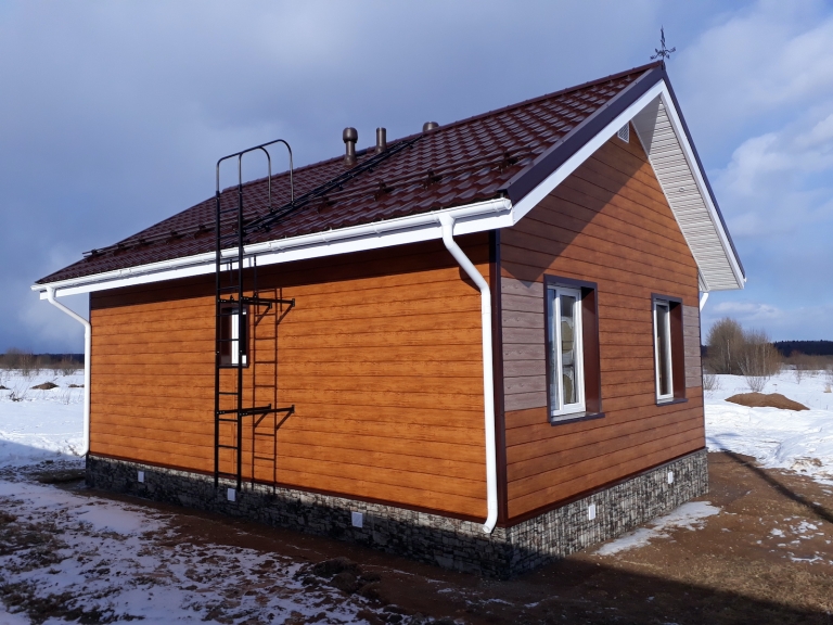 Фото домов с красивым фасадом в цвете golden wood, цвет Golden Wood - 967