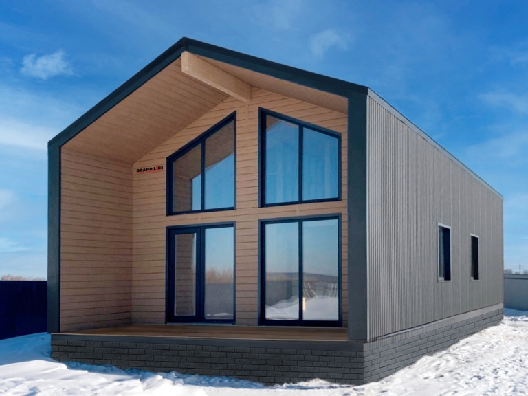 Фото домов с красивым фасадом в цвете honey wood, цвета Honey Wood, Графит - 2189