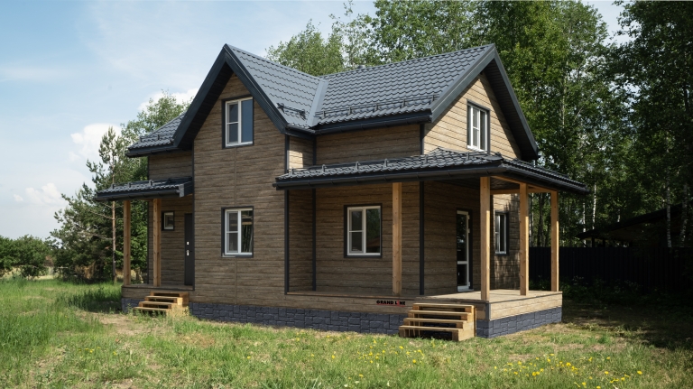 Фото домов с сайдингом , цвет Nordic Wood TwinColor - 2415