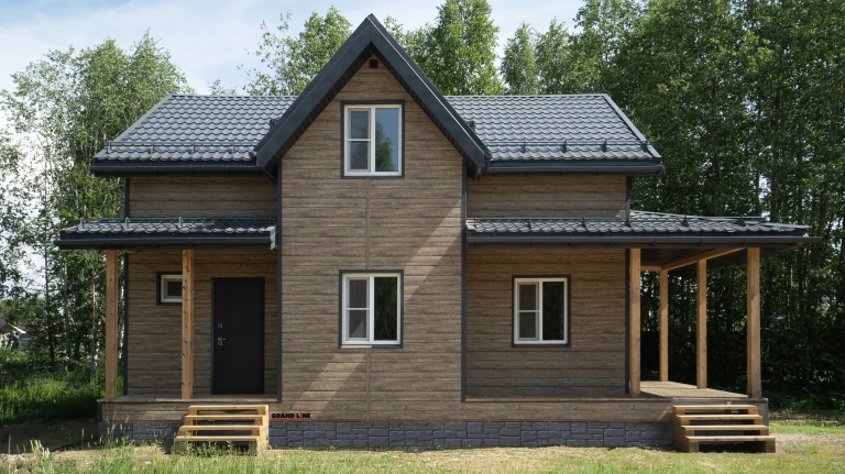 Фото домов с сайдингом , цвет Nordic Wood TwinColor - 2423