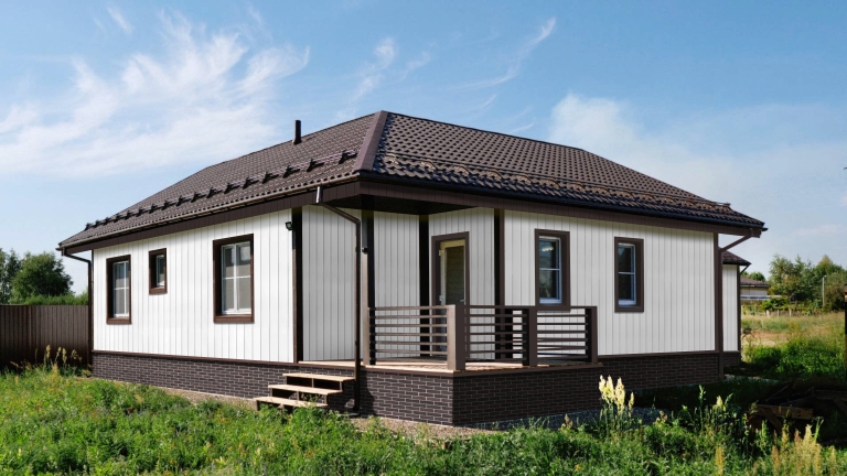Фото домов с сайдингом, цвета RAL 9003, Кофе - 3141