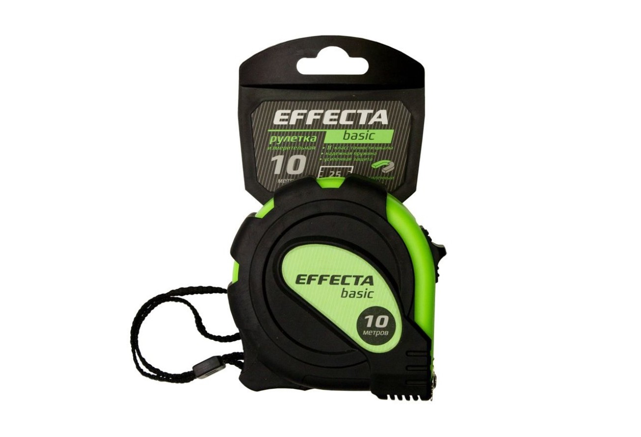 Рулетка Effecta Basic 10м с магнитом, 3 фиксатора