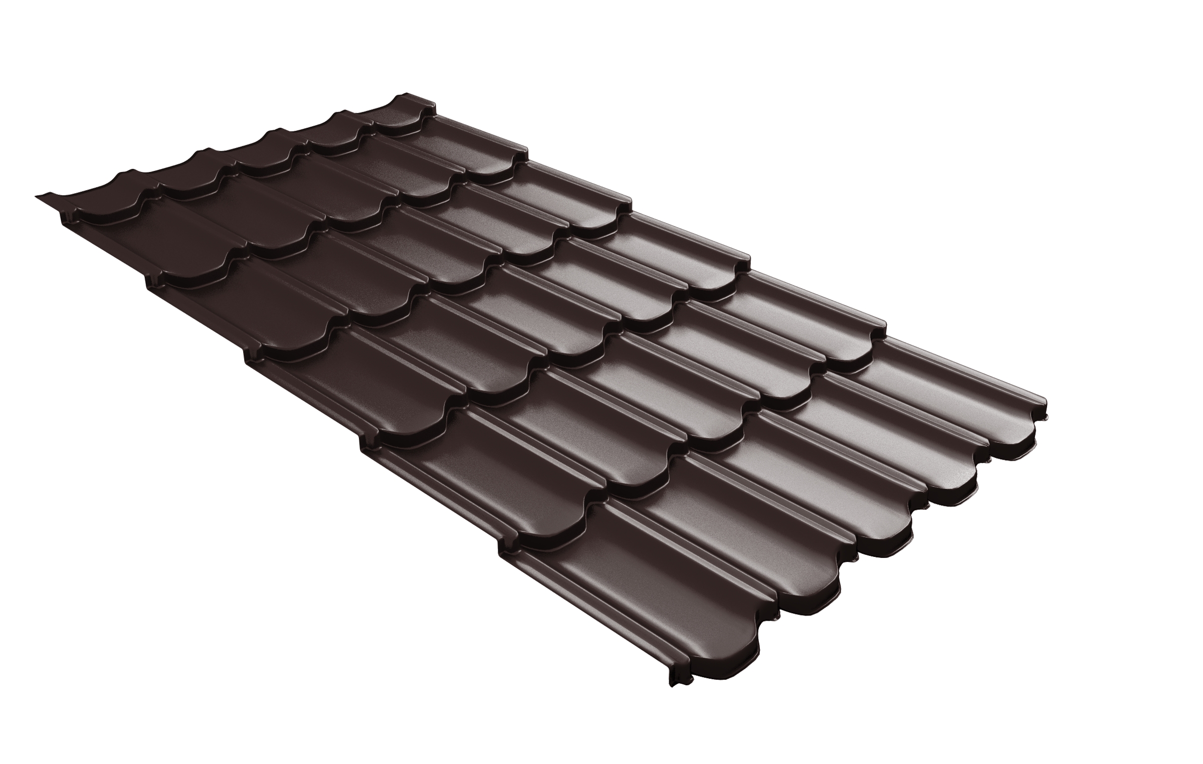 Металлочерепица квинта плюс Grand Line c 3D резом 0,5 GreenСoat Pural RR 887 шоколадно-коричневый (RAL 8017 шоколад)