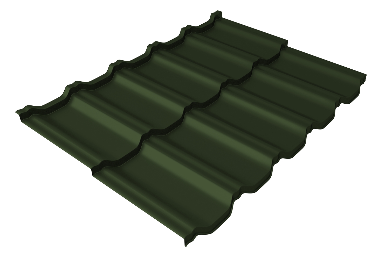 Металлочерепица модульная квинта Uno Grand Line c 3D резом 0,5 GreenСoat Pural RR 11 темно-зеленый (RAL 6020 хромовая зелень)