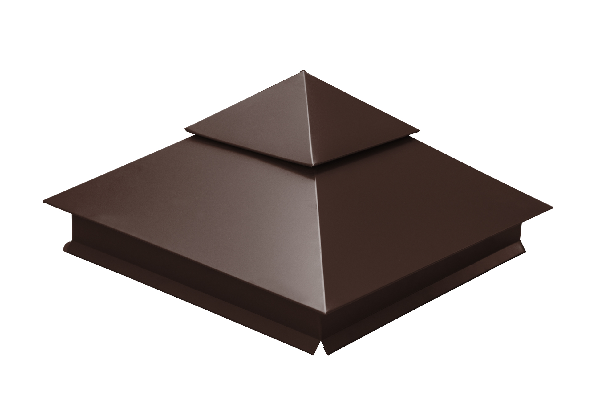 Колпак на столб двойной 390х390мм 0,5 Satin с пленкой RAL 8017 шоколад
