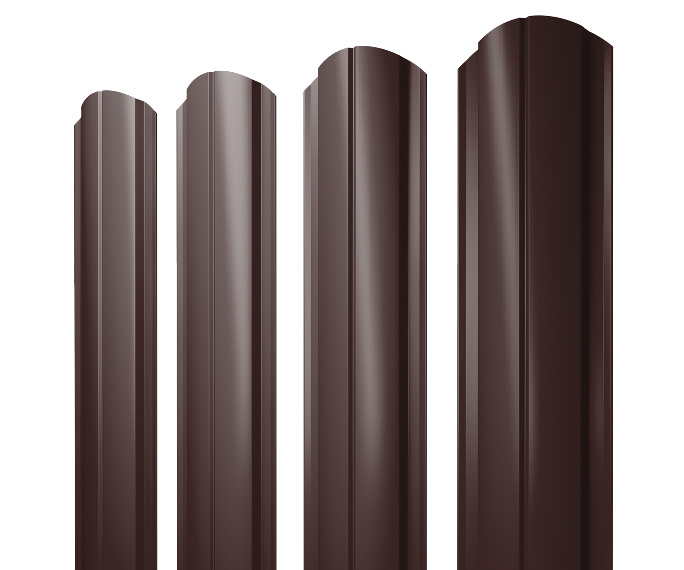 Штакетник Полукруглый Slim фигурный 0,5 GreenCoat Pural BT RR 887 шоколадно-коричневый (RAL 8017 шоколад)