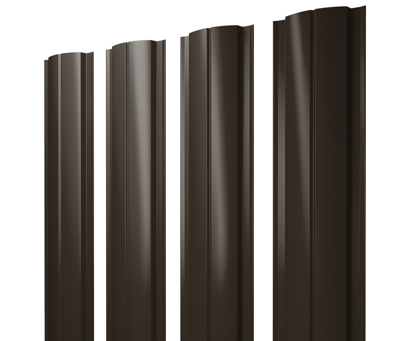 Штакетник Полукруглый Slim 0,5 GreenCoat Pural BT RR 32 темно-коричневый (RAL 8019 серо-коричневый)