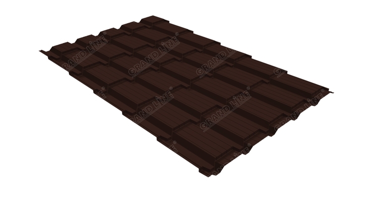 Металлочерепица квадро профи Grand Line 0,5 Atlas RAL 8017 шоколад
