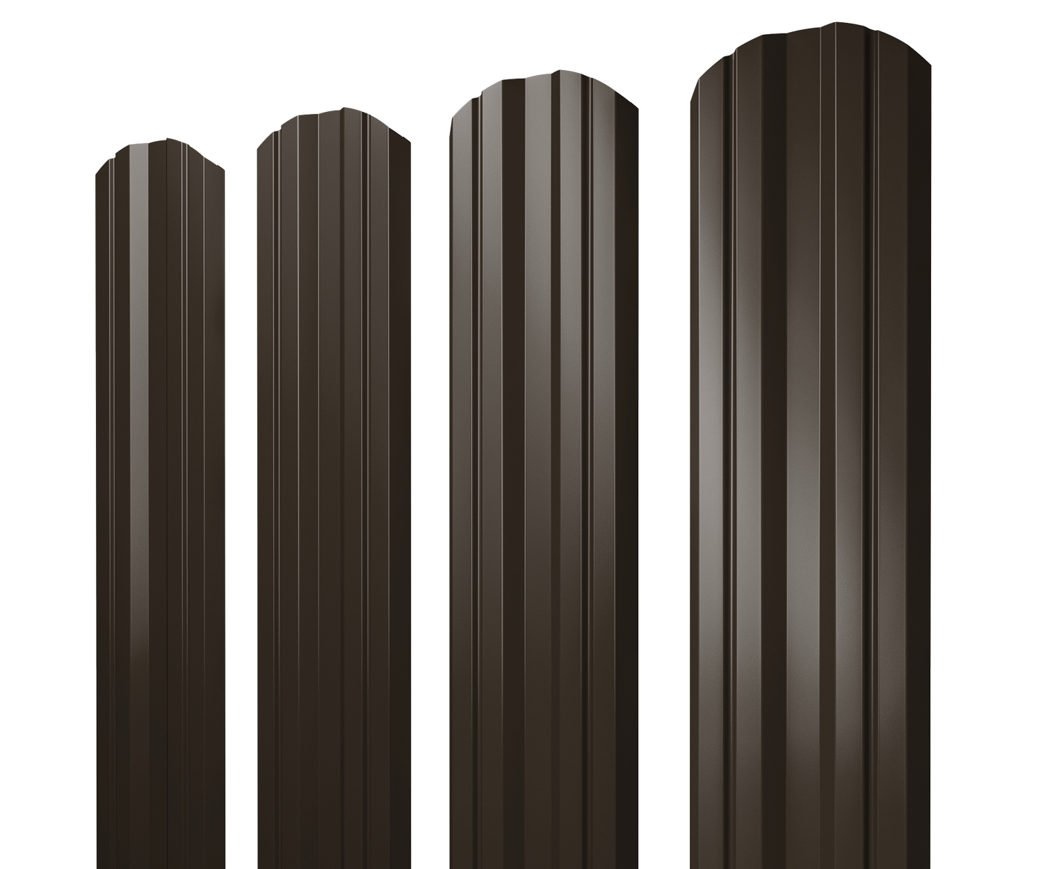 Штакетник Twin фигурный 0,5 GreenCoat Pural BT RR 32 темно-коричневый (RAL 8019 серо-коричневый)