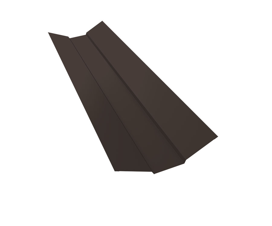 Планка ендовы верхней 95х80х95 0,5 GreenCoat Pural BT с пленкой RR 32 темно-коричневый (RAL 8019 серо-коричневый) (3м)