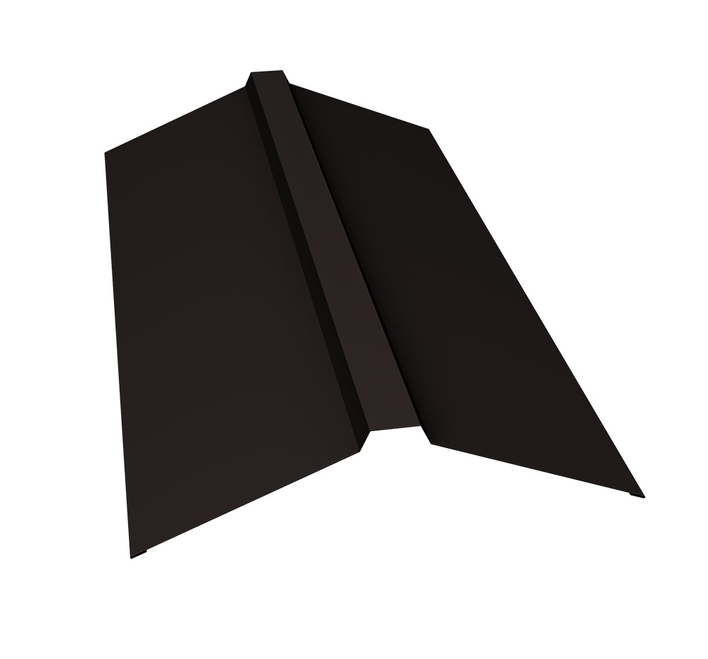 Планка конька прямоугольного 150х30х150 0,45 PE с пленкой RR 32 темно-коричневый (2,5м)