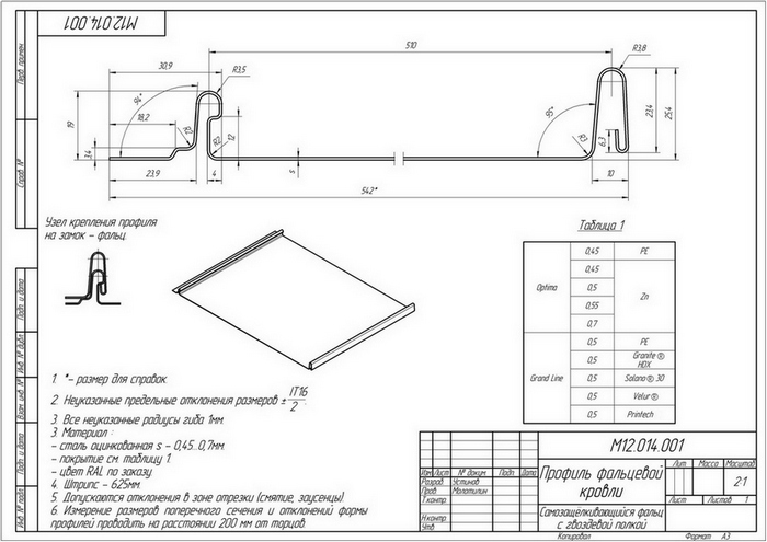 Кликфальц Line 0,5 Satin с пленкой на замках RAL 7004 сигнальный серый купить по